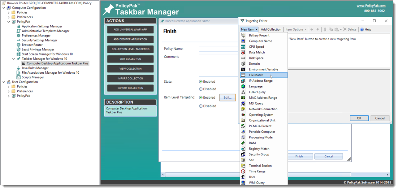 PolicyPak Windows taskbar manager
