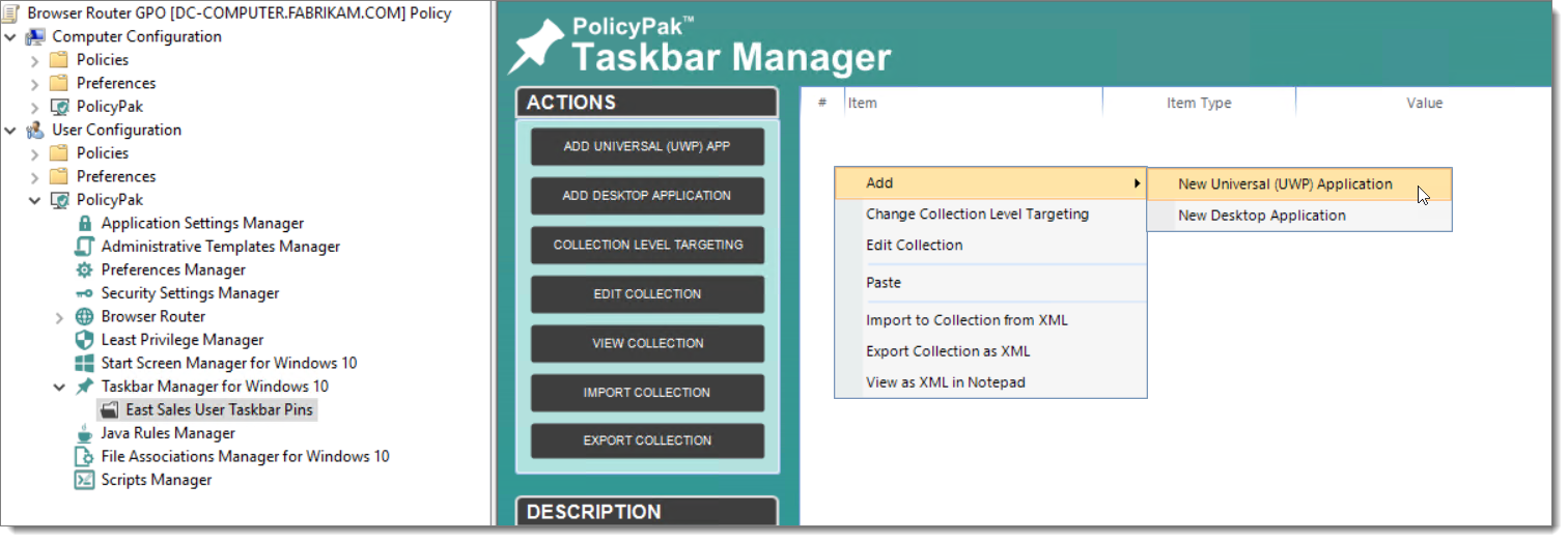 Add universal UWP Application on taskbar