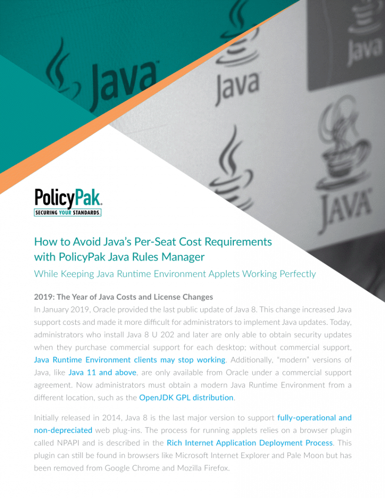 How to Avoid Java 11 License Cost PolicyPak