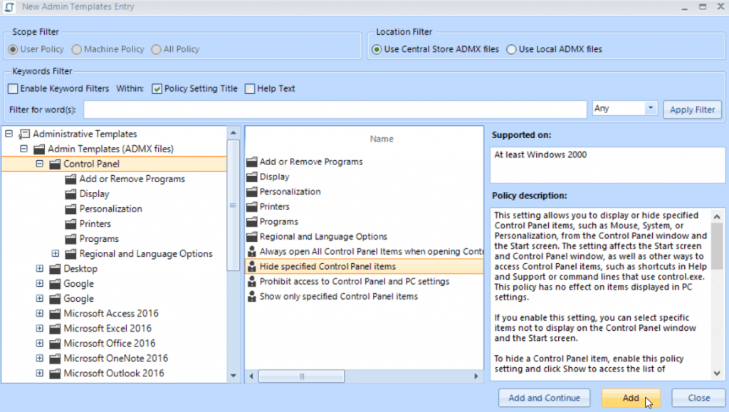 admx help site to zone assignment list