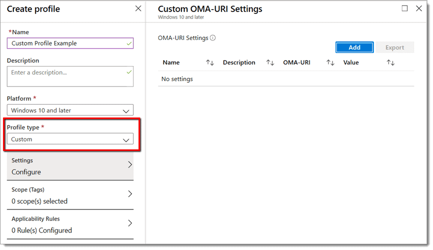 Creating custom OMA-URI Settings in Microsoft Intune