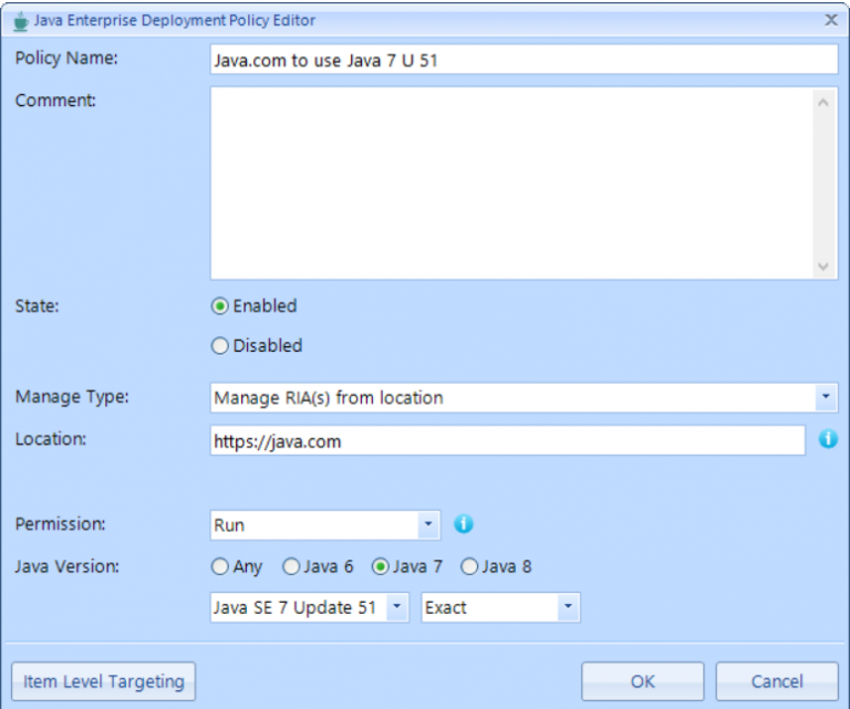 Create Java Deployment Rule Sets and manage Java Exception Site lists ...
