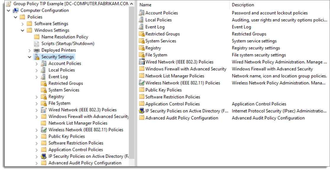 Group Policy TIP Example