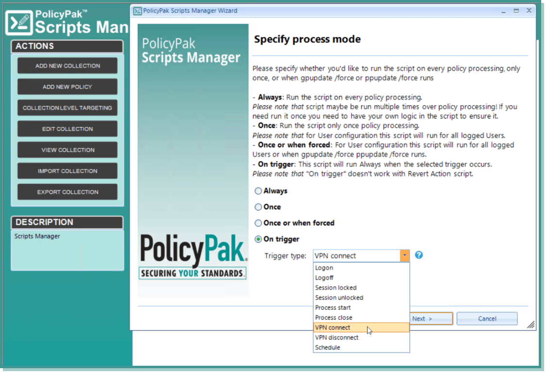 specify process mode for desktop automation